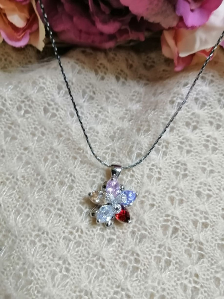 Silver necklace the illuminated rose 46 cm