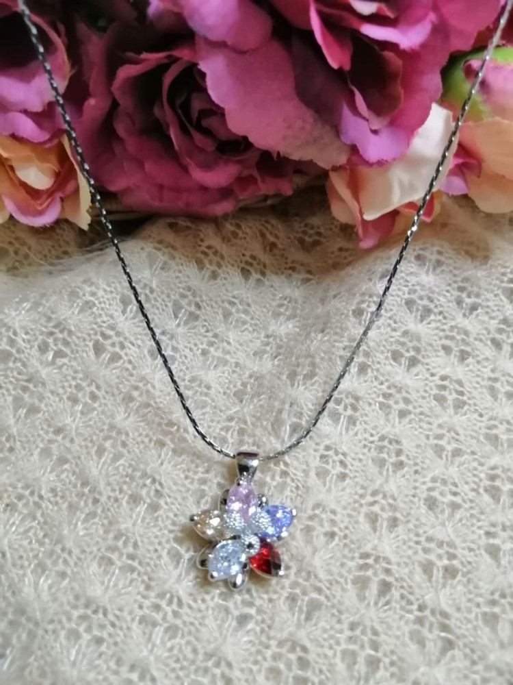Silver necklace the illuminated rose 46 cm