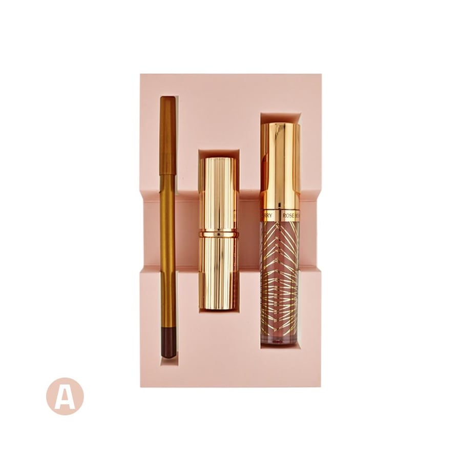 طقم شفاه المتكامل 3×1 (Lipliner + Lip Glossy + Matte Lipstick)، روز بيرى درجة A