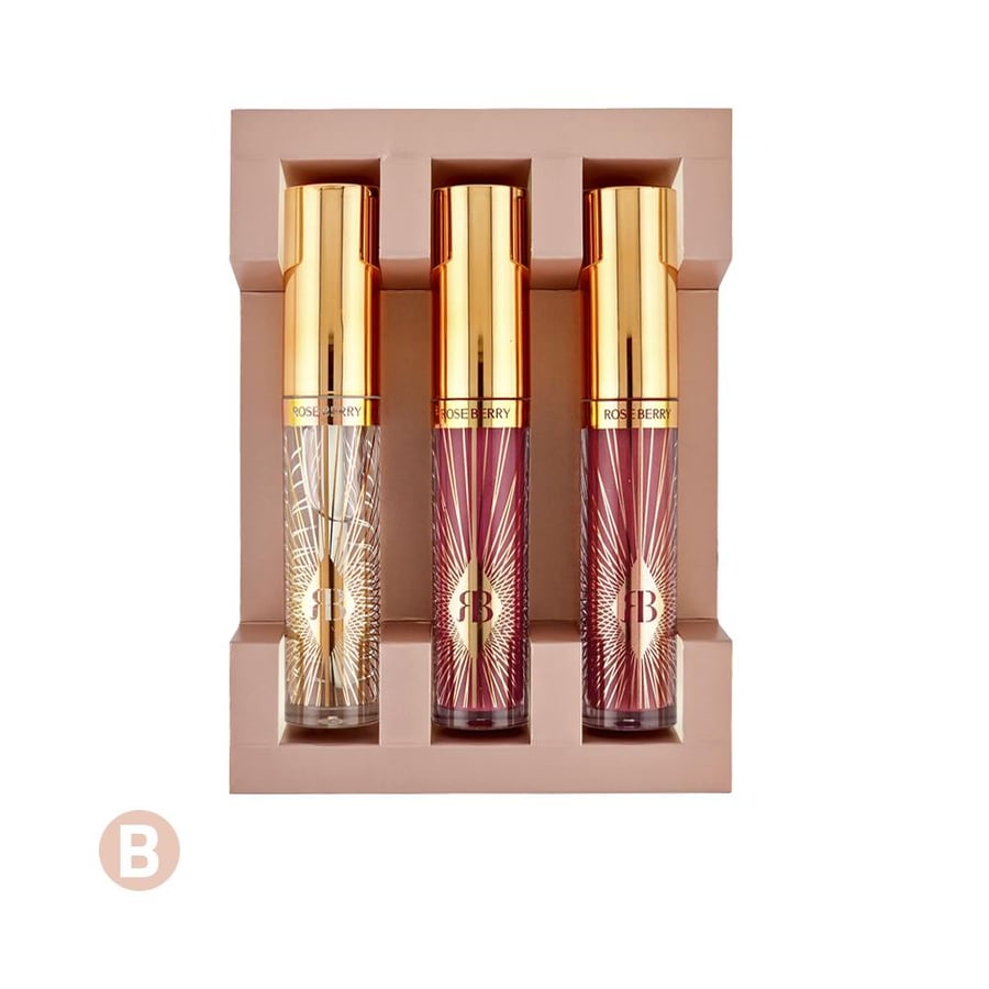 طقم الشفاه 3×1 (Lipliner + Lip Glossy + Matte Lipstick)، روز بيري درجة B
