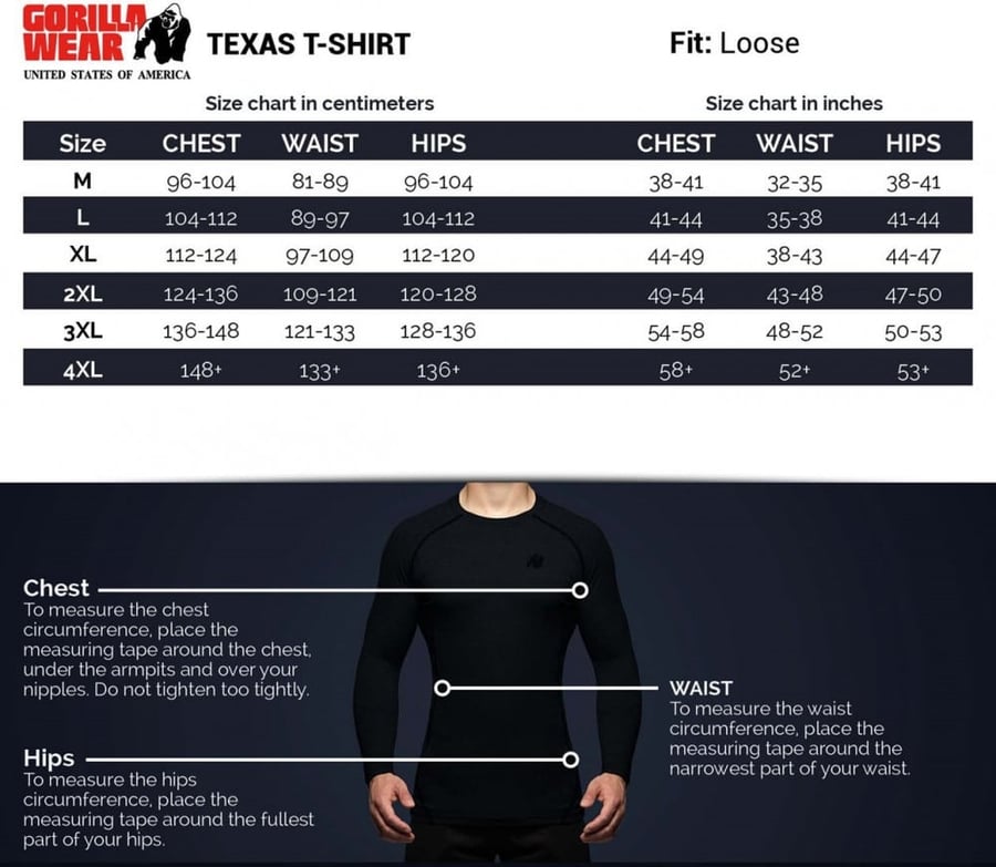 GORILLA WEAR TEXAS T-SHIRT - BLACK/RED