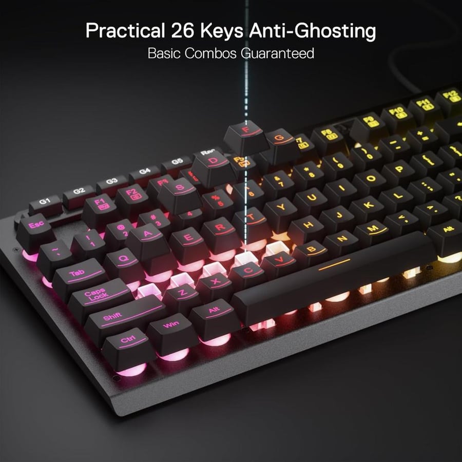 كيبورد ريدراجون USB كومارا K552-RGB مضاء خلفياً RGB و مضاد للأشباح و قابل للبرمجة أسود