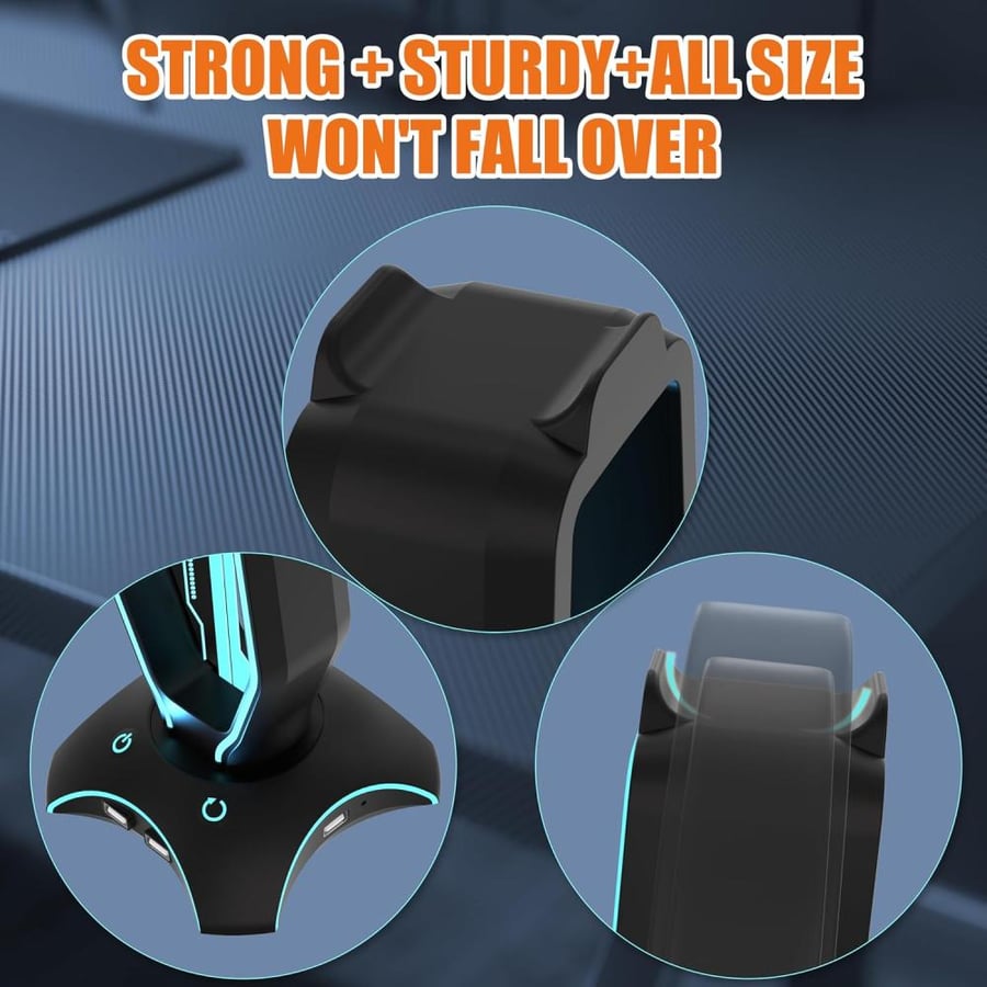 حامل سماعة القيمنق الاحترافي للمكتب مع منافذ USB وإضاءة