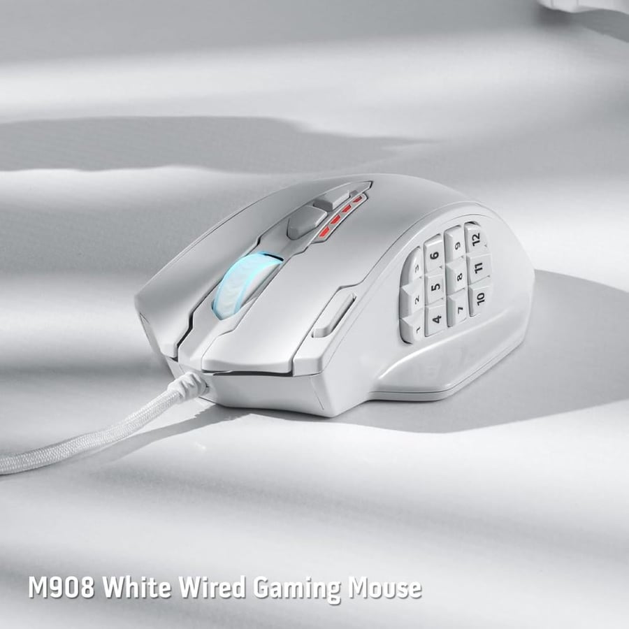 ماوس ضوئي M908 مع اضواء LED وRGB وام ام او مع ازرار جانبية من ريدراجون، ماوس العاب ليزر