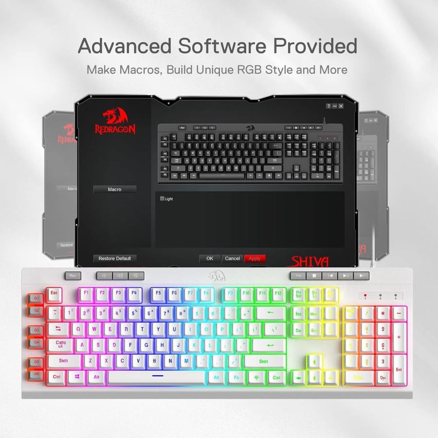 كيبورد ريدراجون USB كومارا K552-RGB مضاء خلفياً RGB و مضاد للأشباح و قابل للبرمجة أسود