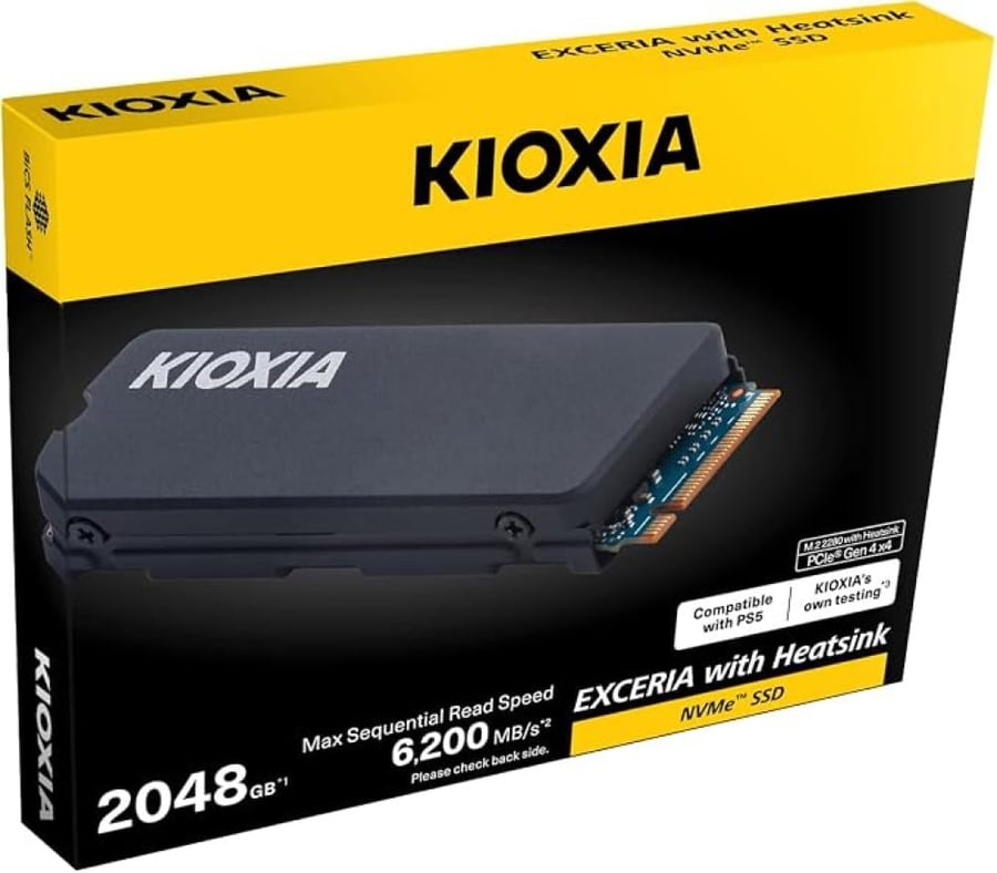 كيوكسيا SSD 2TB  لوحدة تحكم PS5 مع مشتت حراري - منفذ الملحقات الإضافية السريع  محرك الحالة الصلبة