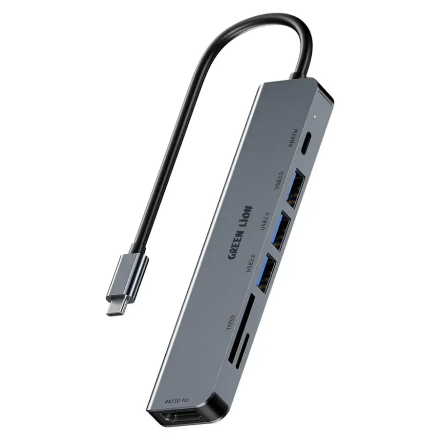 موزع منافذ جرين ليون USB-C ‏7 في 1 مع HDMI ‏4K وشحن PD ‏87 واط