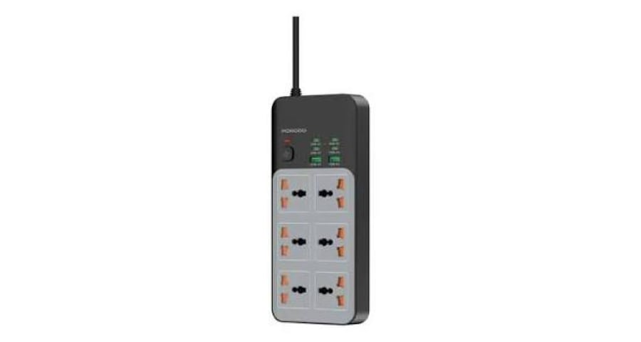 مشترك كهرباء برودو مع 6 مقابس و 6 منافذ USB