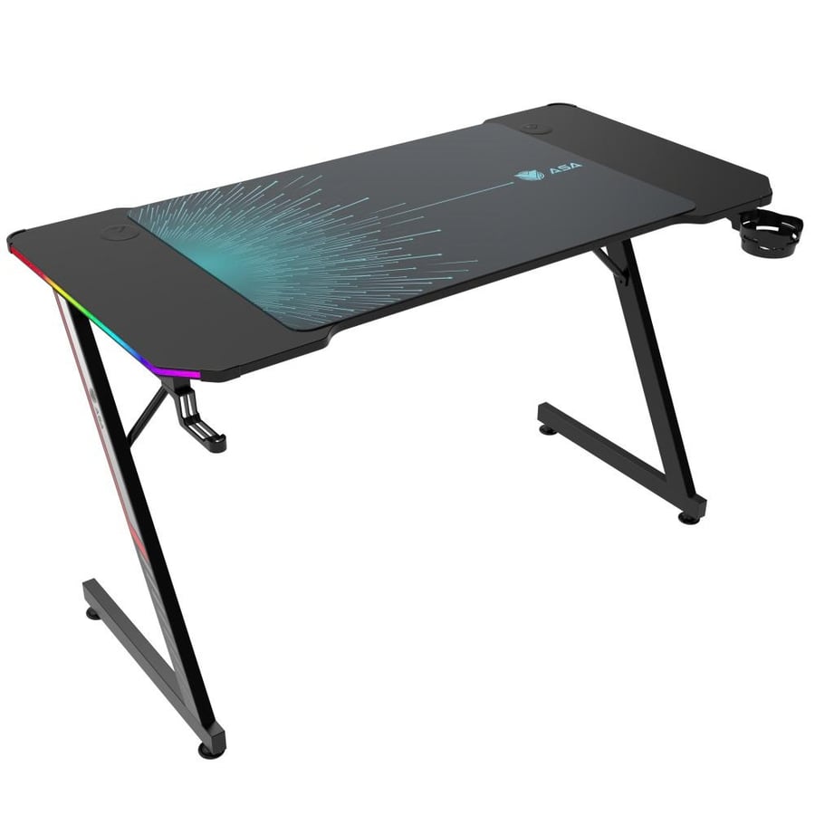 طاولة قيمنق ASA Ultra بإضاءة RGB مع ماوس باد مقاس 120 × 60 × 75 سم – أسود