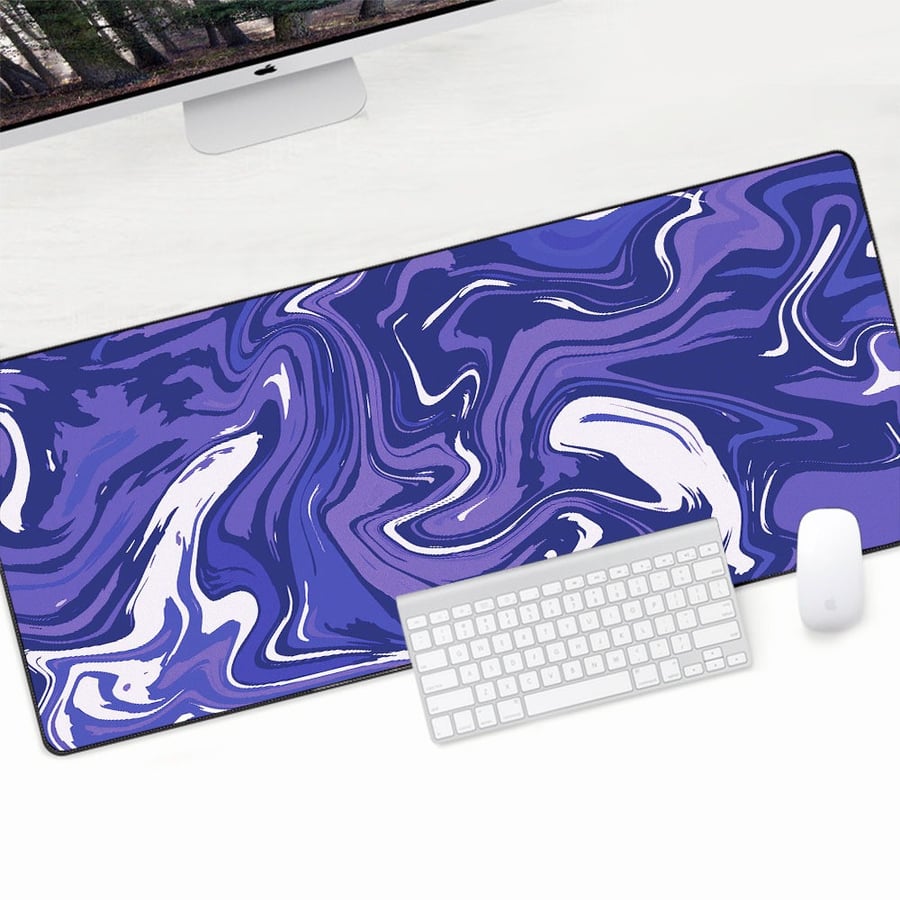 ماوس بنفسجي وأبيض بنمط سائل 90x40