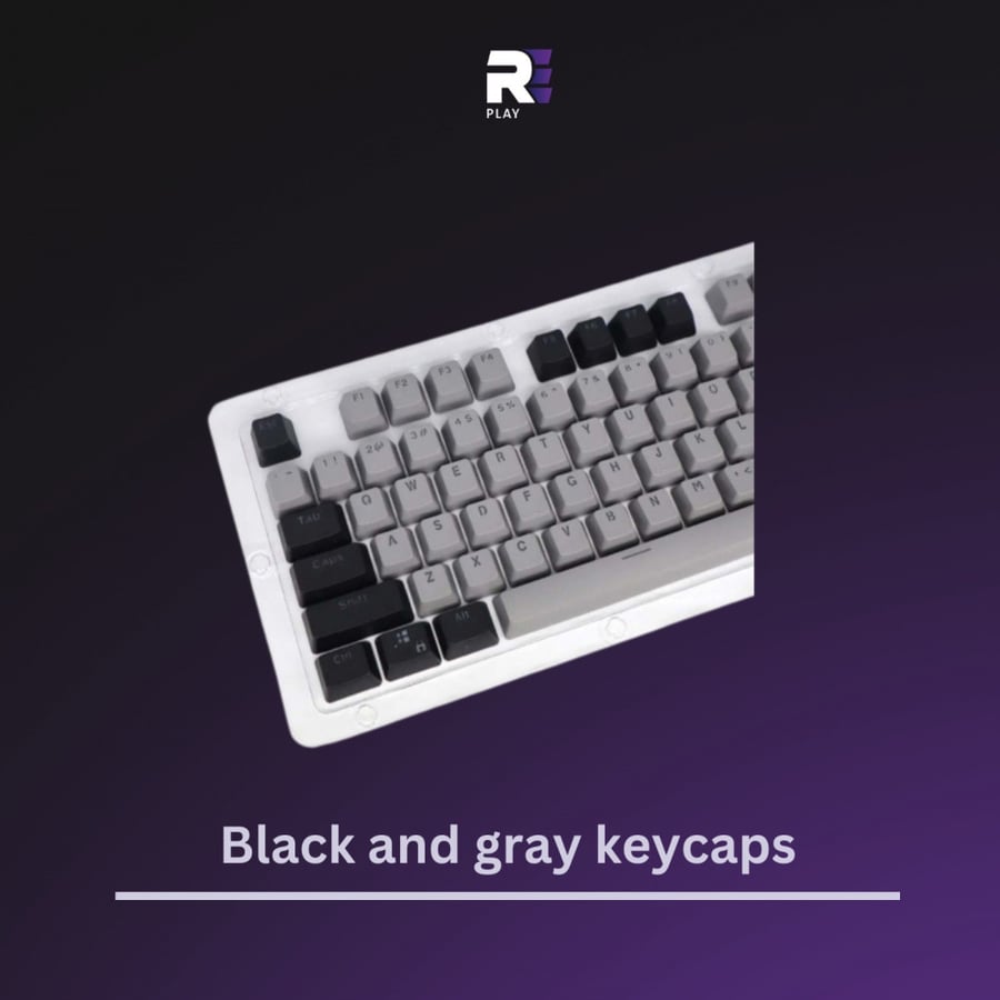 كي كابس اسود ورصاصي - keycaps  black and gray