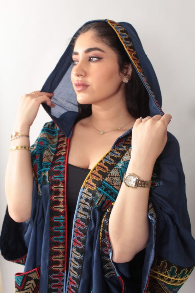 بشت نسائي صيفي بقبعه تطريز فلسطيني
