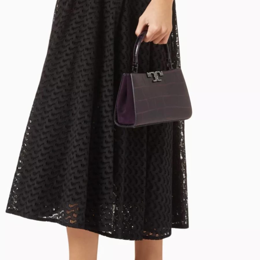 توري بورش ميني جلد بنفسجي  Tory Burch elanor croc purple mini