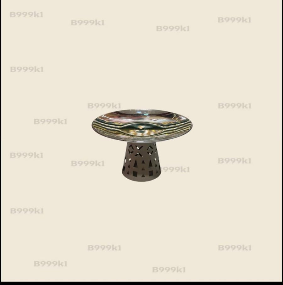 صحن حلويات استيل دائري وسط