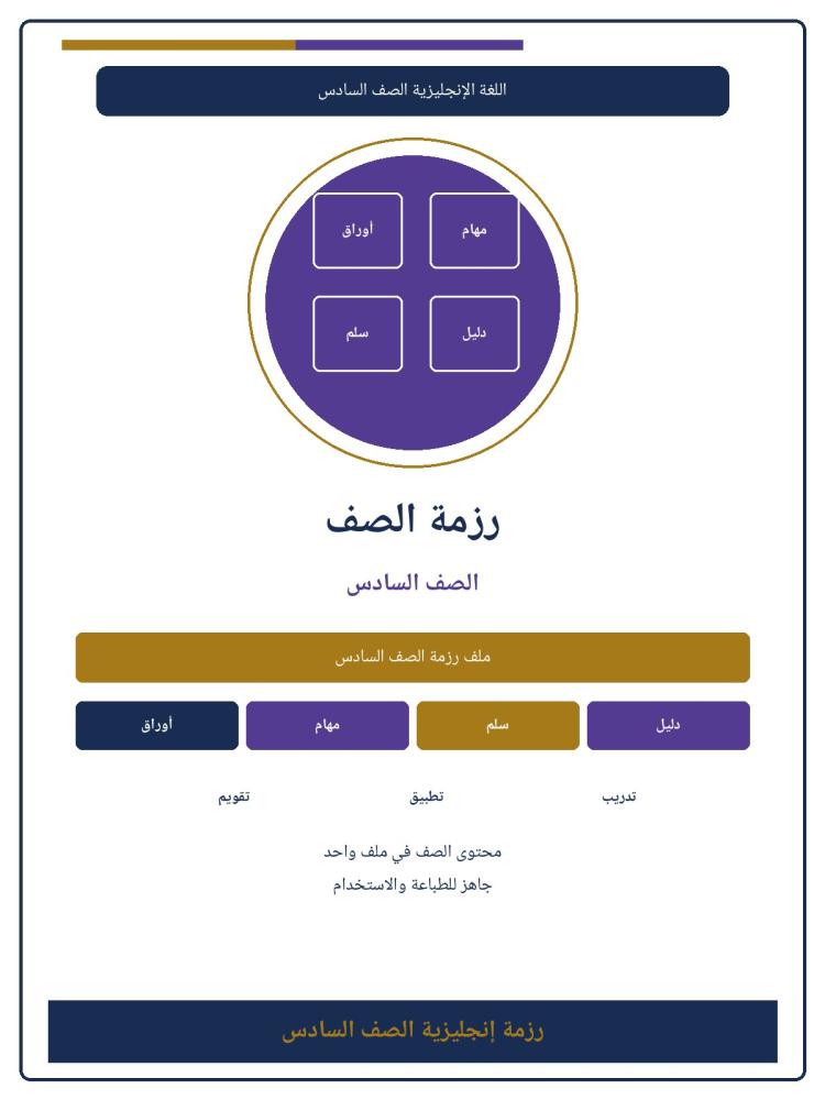 غلاف رزمة إنجليزية الصف السادس