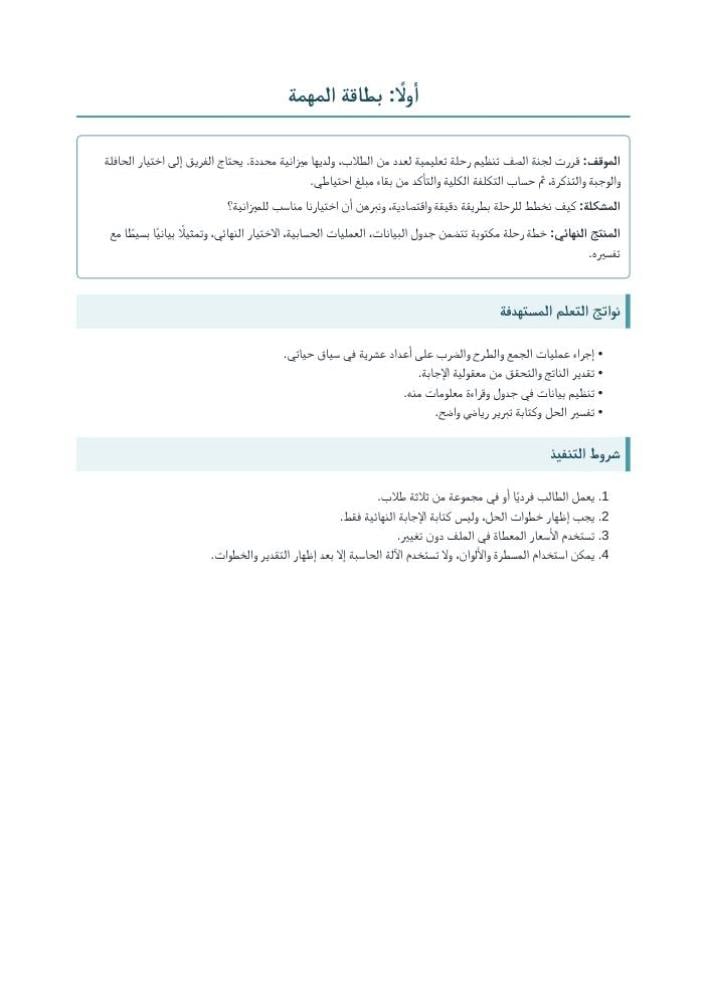 معاينة داخلية من مهام الأداء للصف الخامس