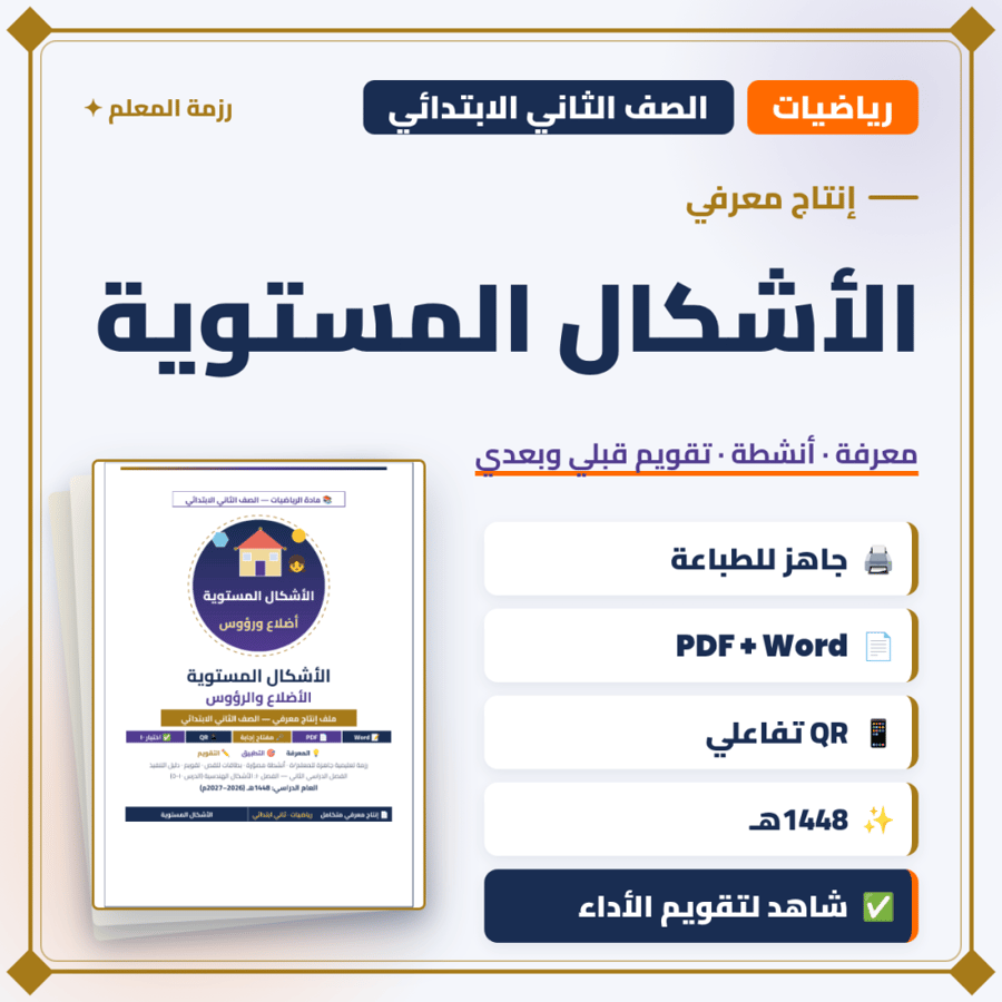 إنتاج معرفي — الأشكال المستوية — رياضيات ثاني