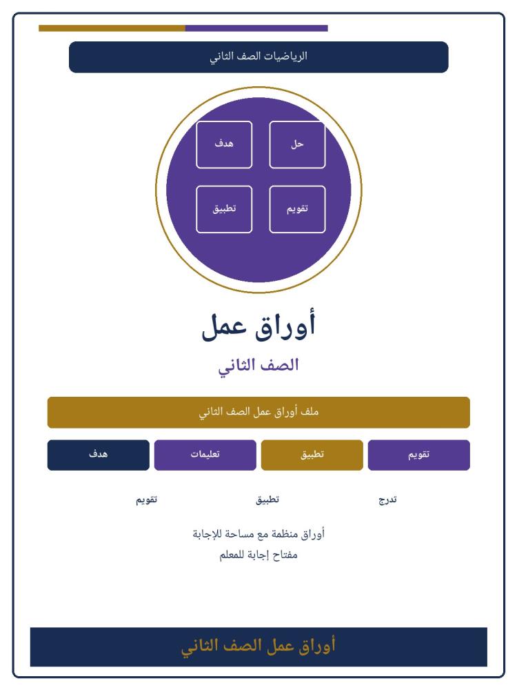غلاف أوراق عمل الصف الثاني