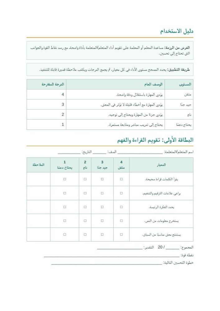 معاينة داخلية من سلالم التقدير لغتي