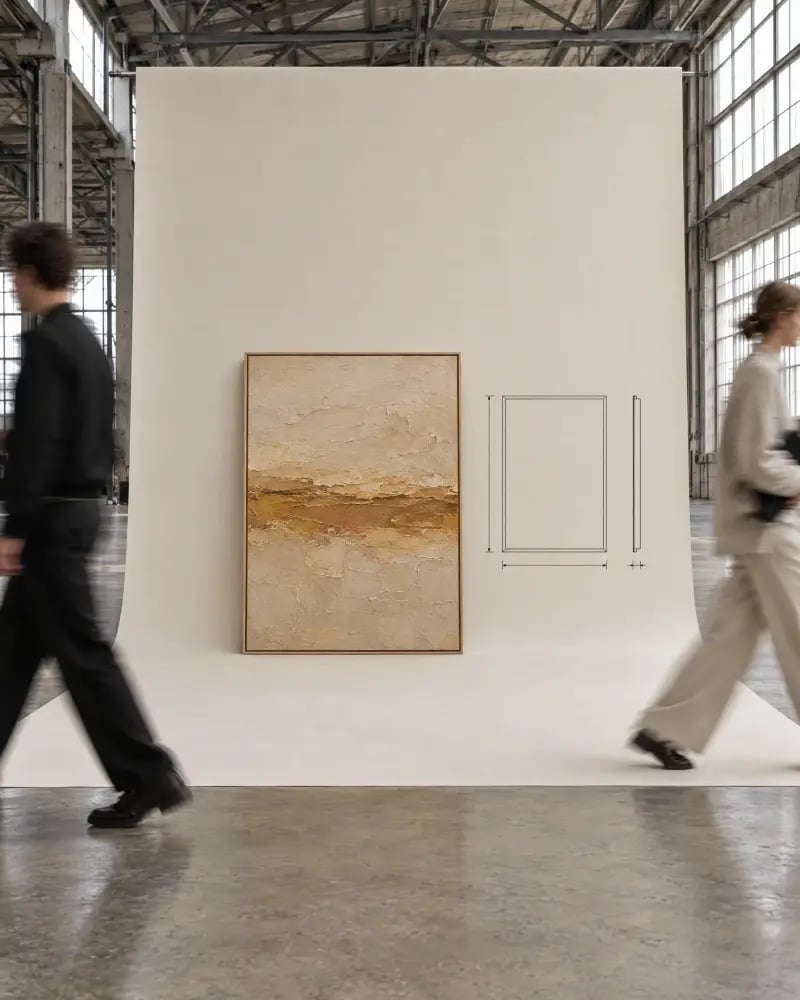 HORIZON abstract wall art in warm ochre, OZLO Studio Set