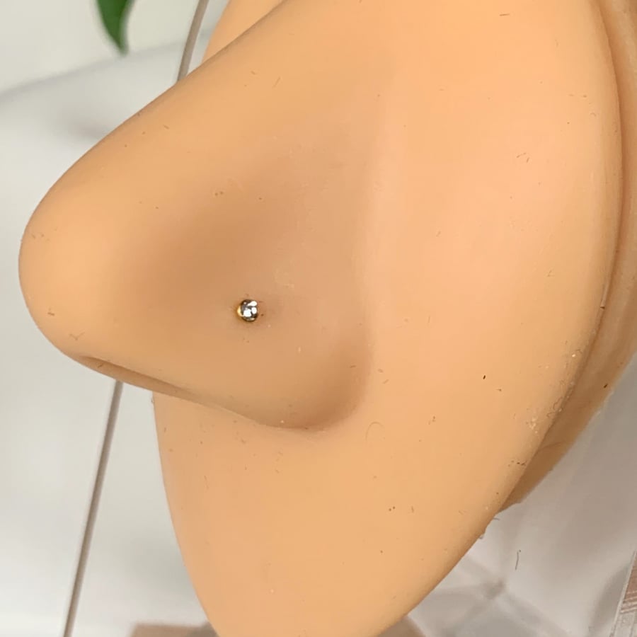 زمام كرستال ستيل مطلي ذهب 20g طبي