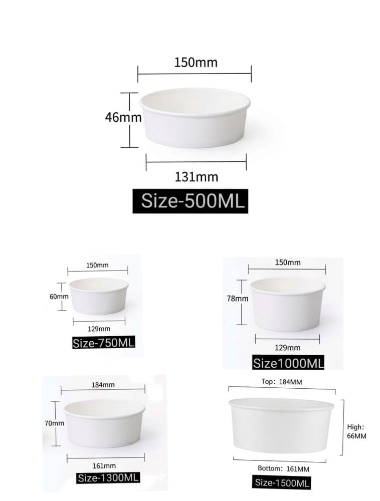 Craft boxes for salad without lid, white color, 300 pieces