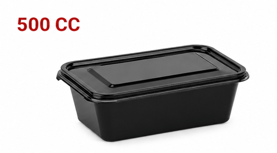 Rectangular black microwave container, multiple sizes