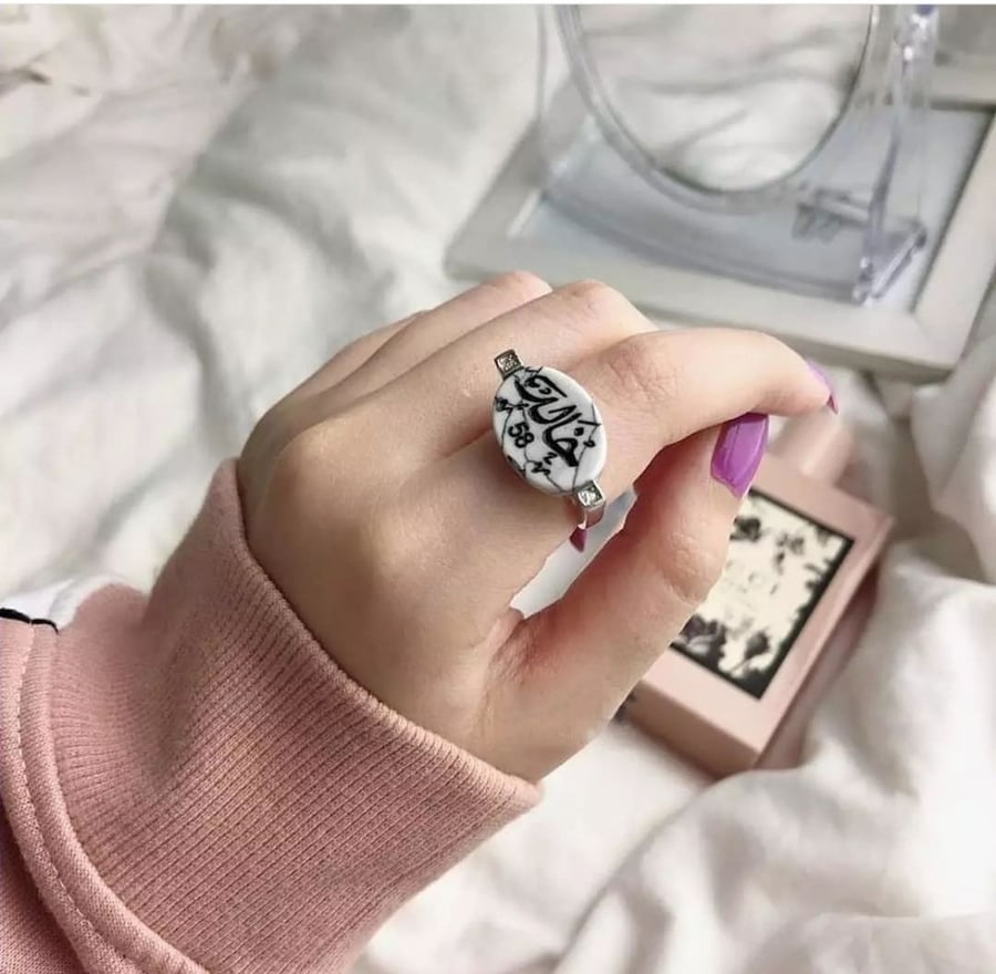 خاتم  رجالي حجر اسود مطفي