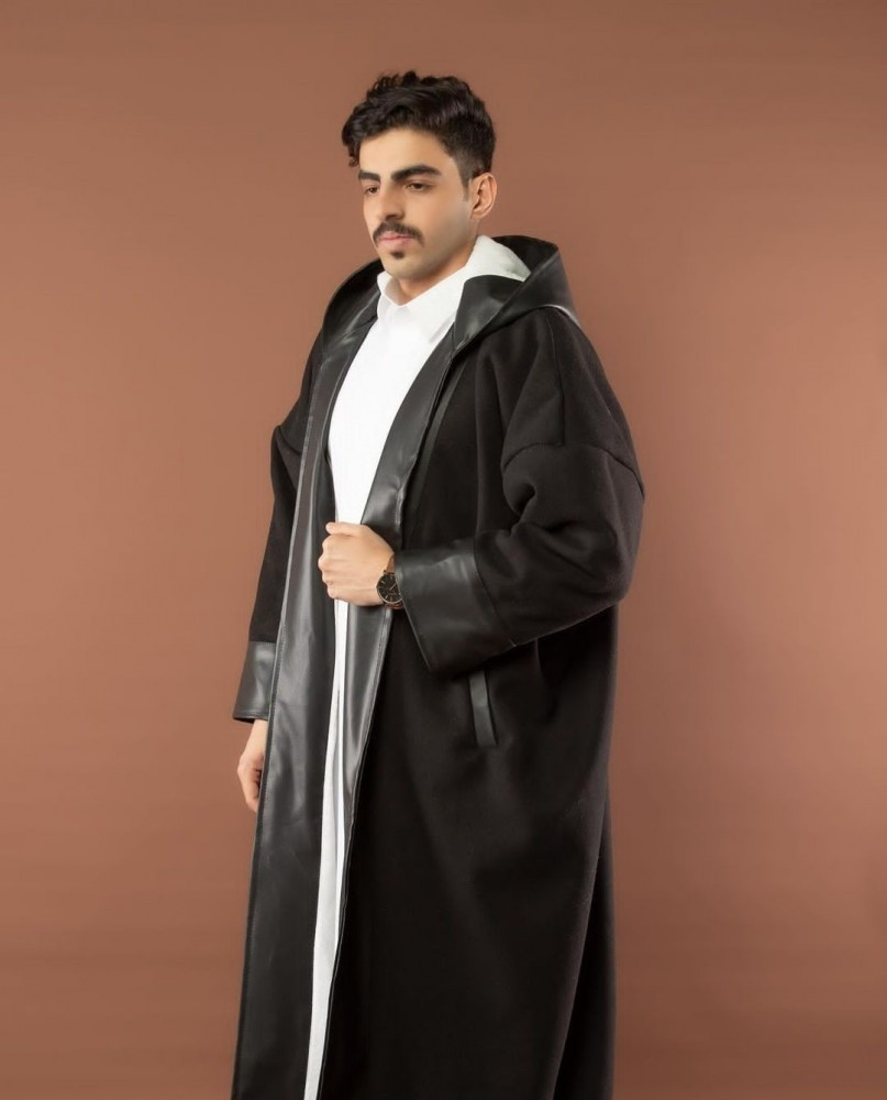فروه قماش جوخ مع جلد على الاطراف