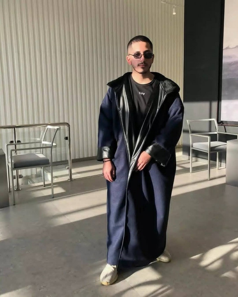 فروه قماش جوخ مع جلد على الاطراف