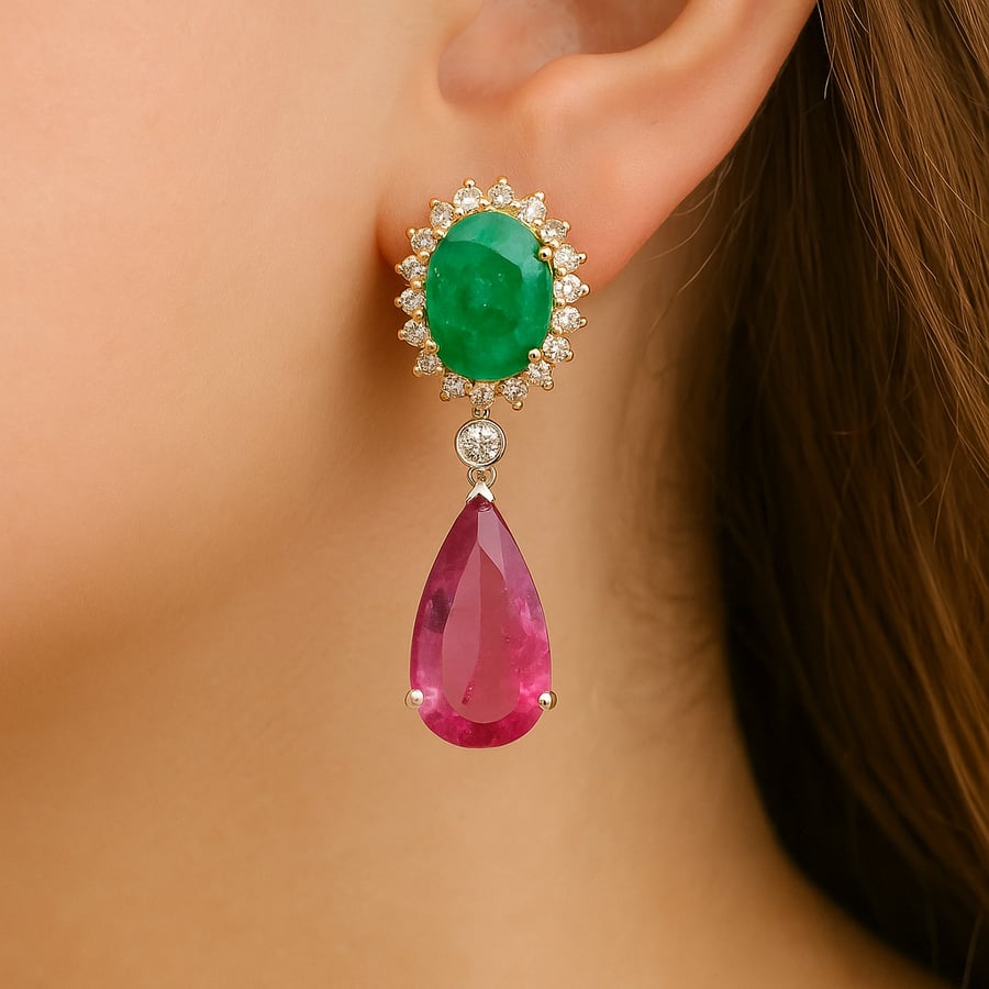 Diamond, emerald, and ruby gold 18 karat