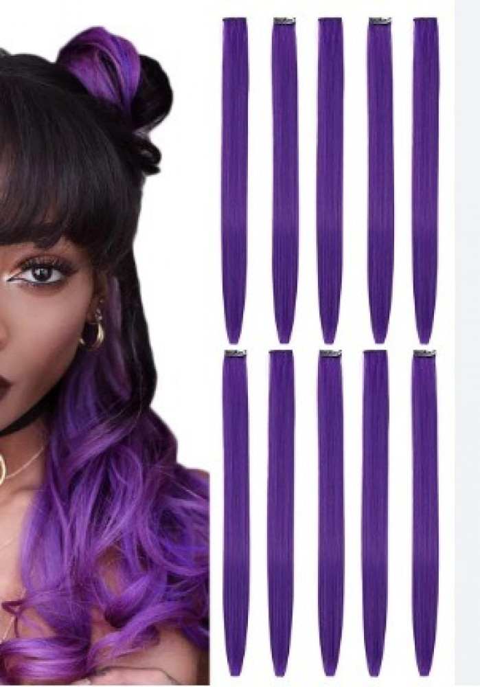 purple clip in hair extention with straps (one clip)