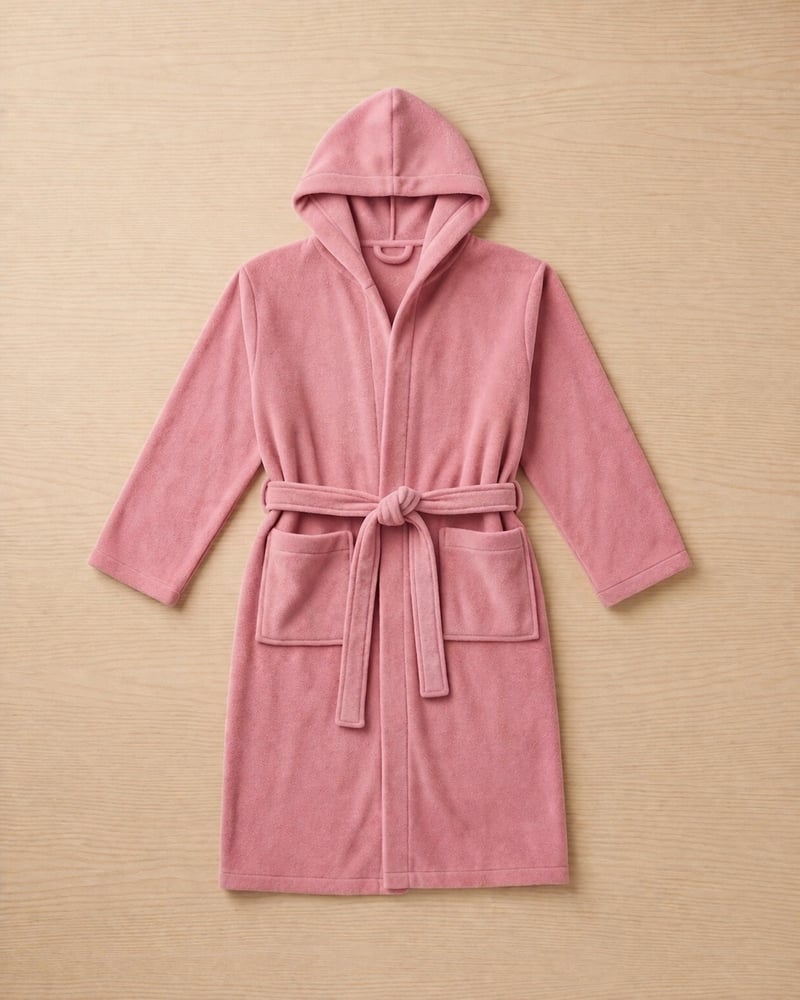 Children's bathrobe with pink hat for girls