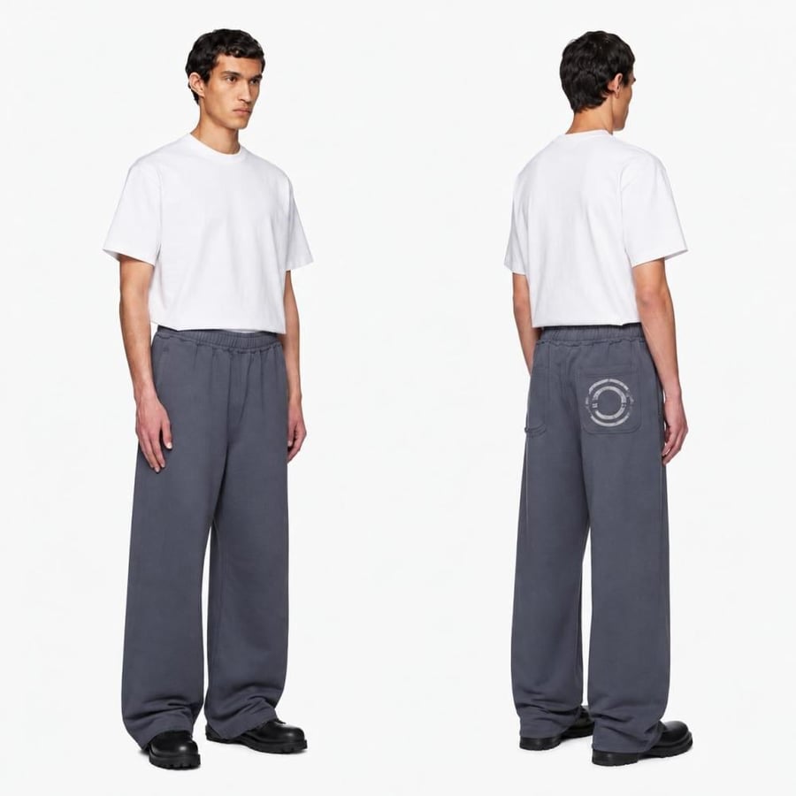Wide Blue Cotton Pants