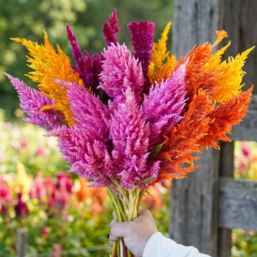 بذور زهور سلوسيا ( عرف االديك )    ذو الريش المتنوع -Mixed Pampas Plume Celosia