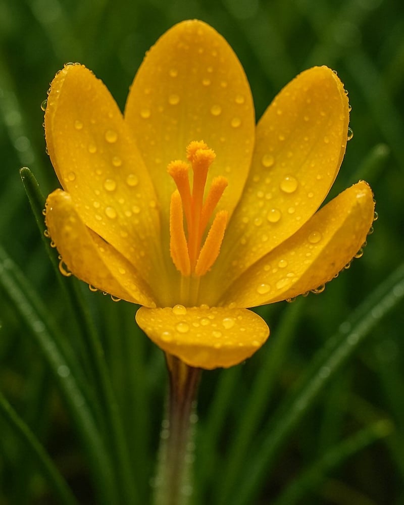 أبصال زهور  الزعفران الأصفر الذهبي الزاهي.  -Golden-yellow saffron flower bulbs.