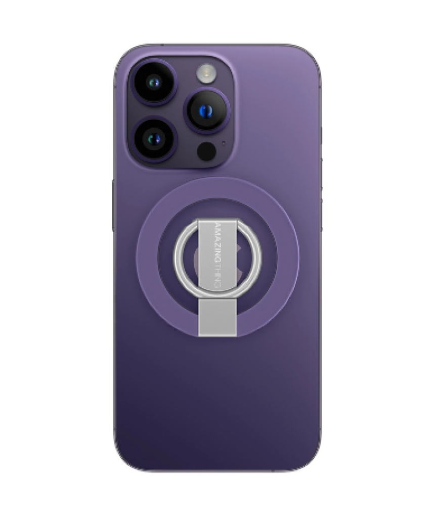 مسكة جوال مغناطيس حلقي متوافق مع ماغ سيف تيتان من أميزنغ ثينغ لون بنفسجي At titan magnetic phone ring