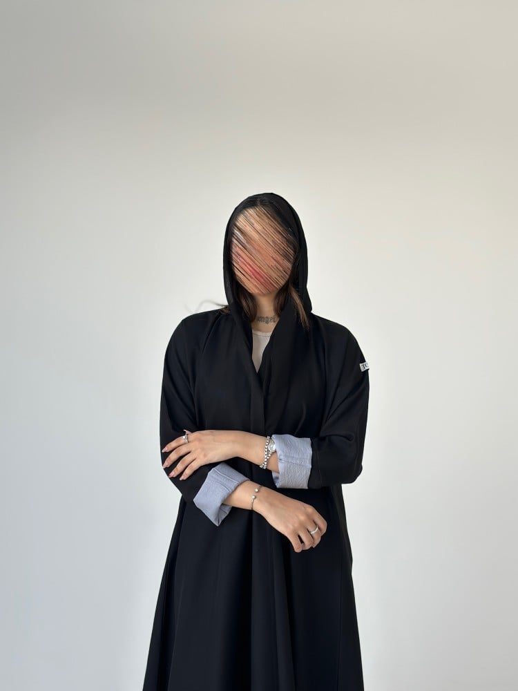 عباية كتان مع أسواره كريب سماوي