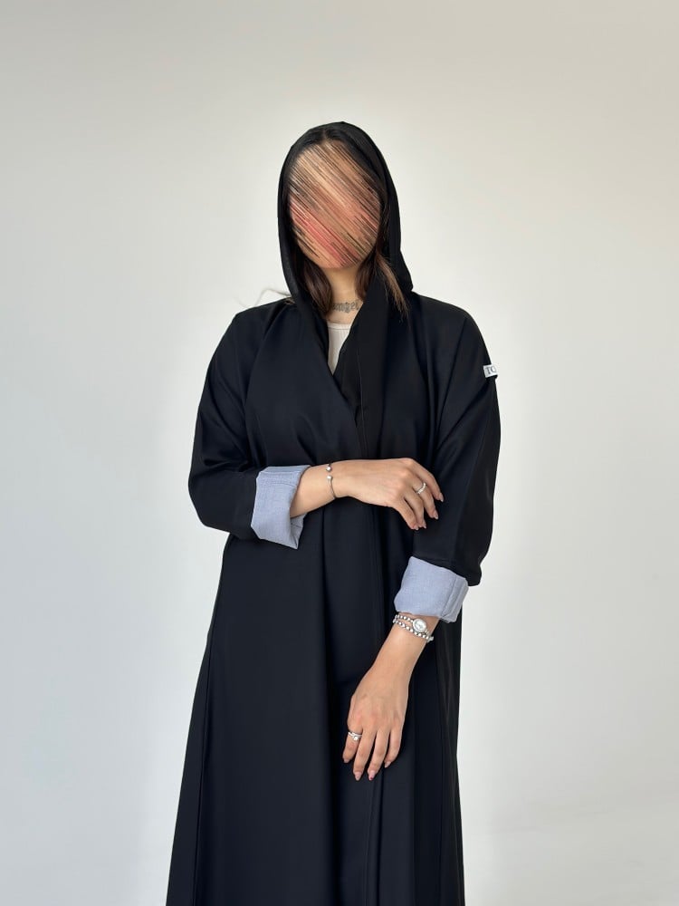 عباية كتان مع أسواره كريب سماوي