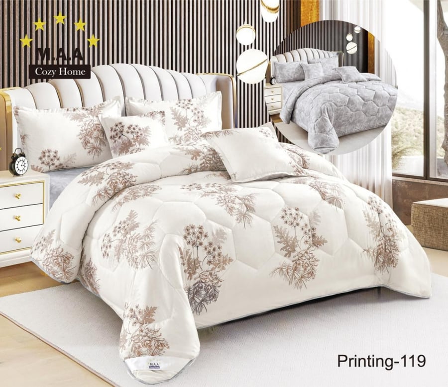 طقم مفرش صيفي  نفرين 6 قطع حشوة ثابتة PRINTING-111