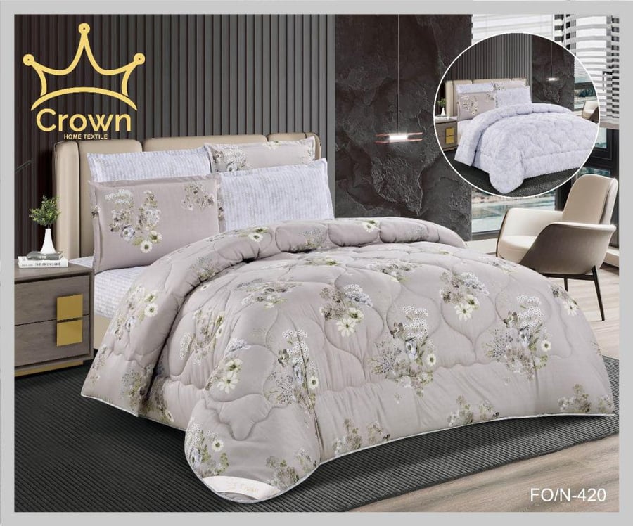 طقم مفرش صيفي 6 قطع نفرين حشوة ثابتة 420CROWN