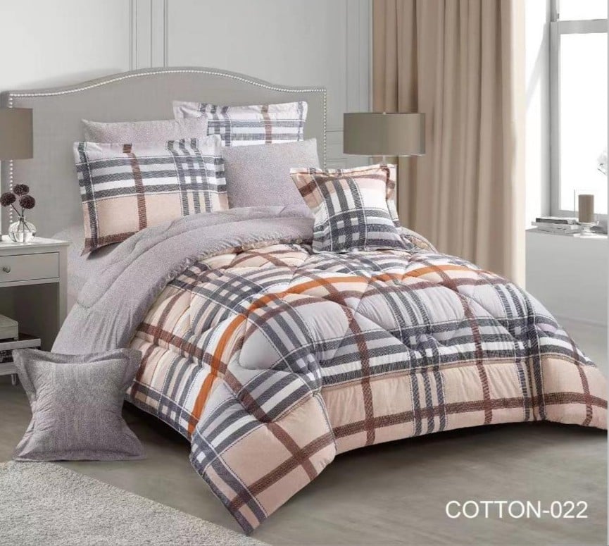 مفرش قطن صيفي كوين 4 قطع حشوة ثابتة  COTTON home-064