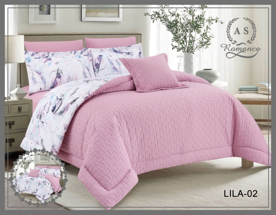 مفرش صيفي كوين 5 قطع حشوة ثابتة LILA-02