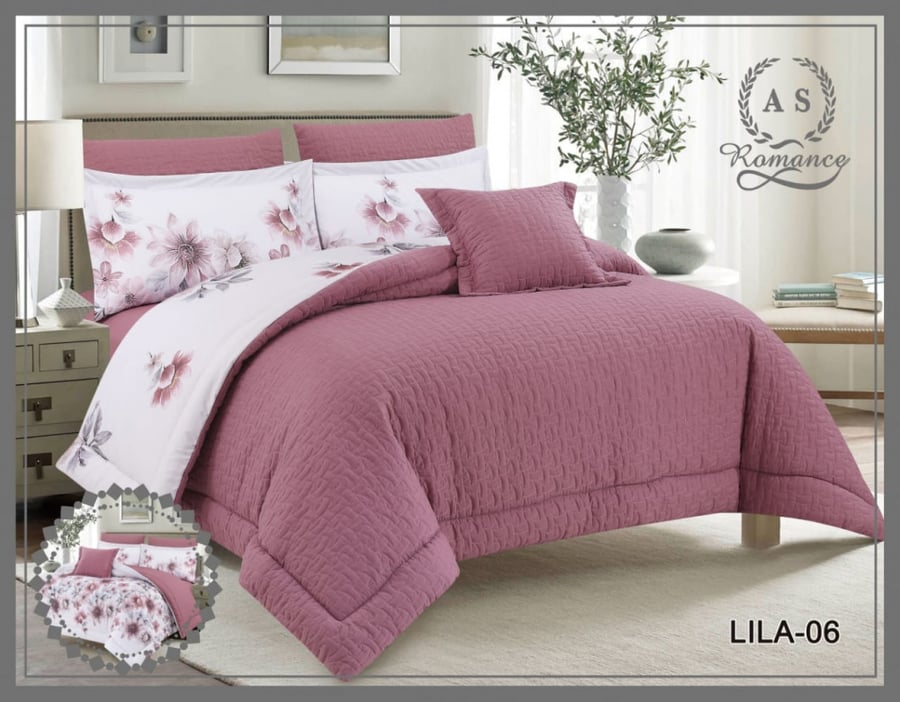 مفرش صيفي نفرين 7 قطع حشوة ثابتة LILA-06
