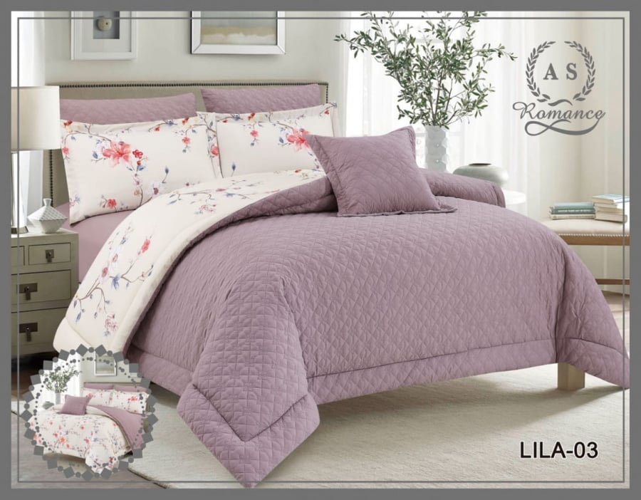 مفرش صيفي كوين 5 قطع حشوة ثابتة LILA-03