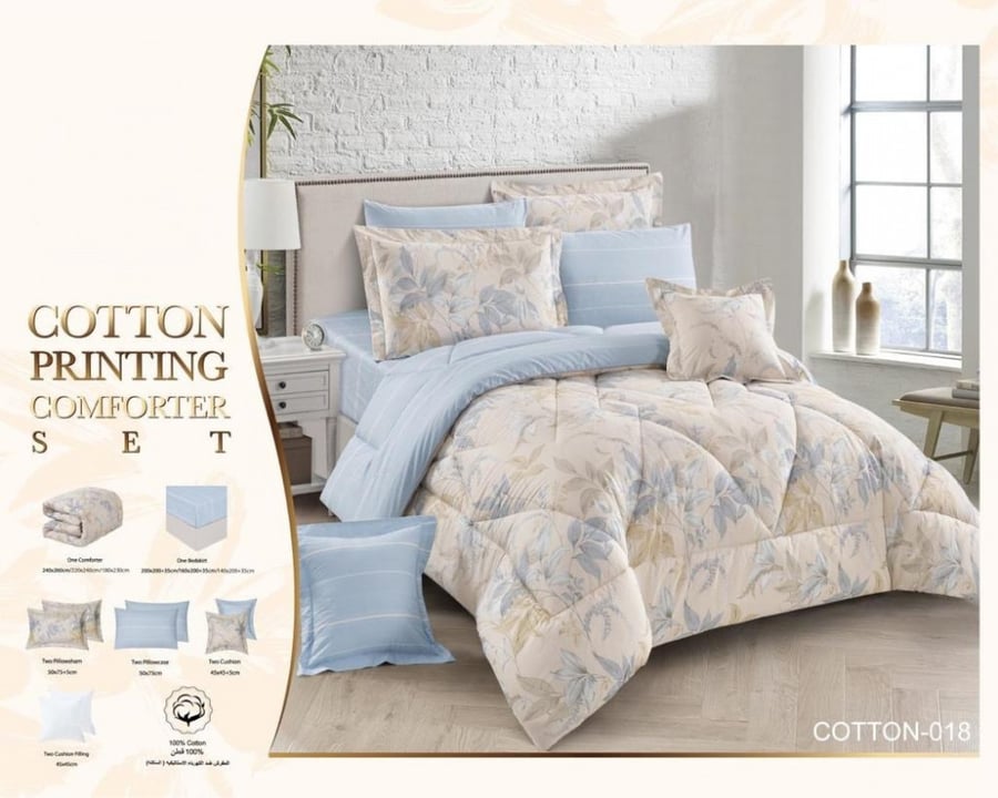 Summer cotton bedspread Queen 4 pieces fixed filling