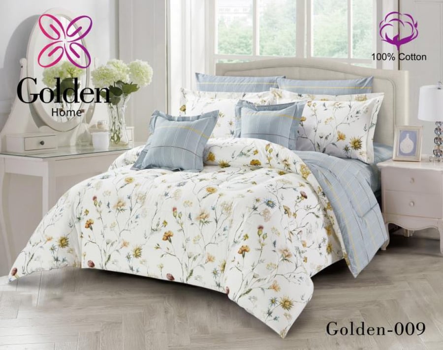Golden summer bedspread Queen 6 pieces fixed filling
