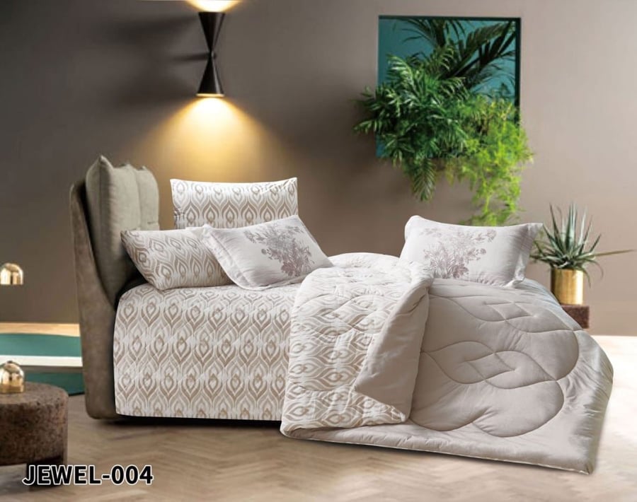 مفرش شتوي مخمل نفرين 6 قطع حشوة ثابتة JEWEL-006