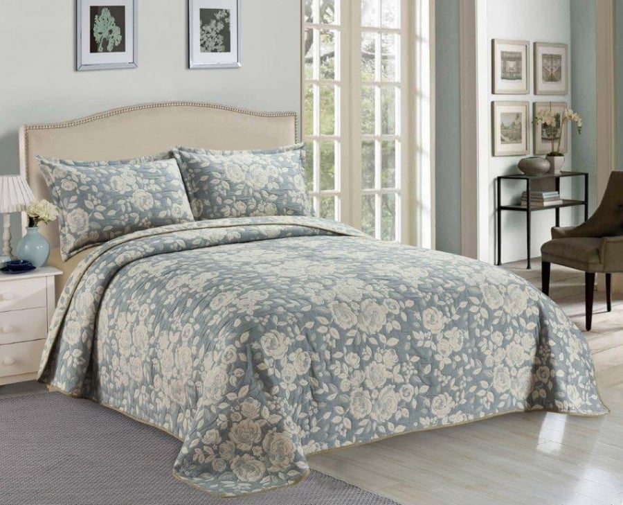 Summer compressed bedspread for two, 4 pieces, one side floral