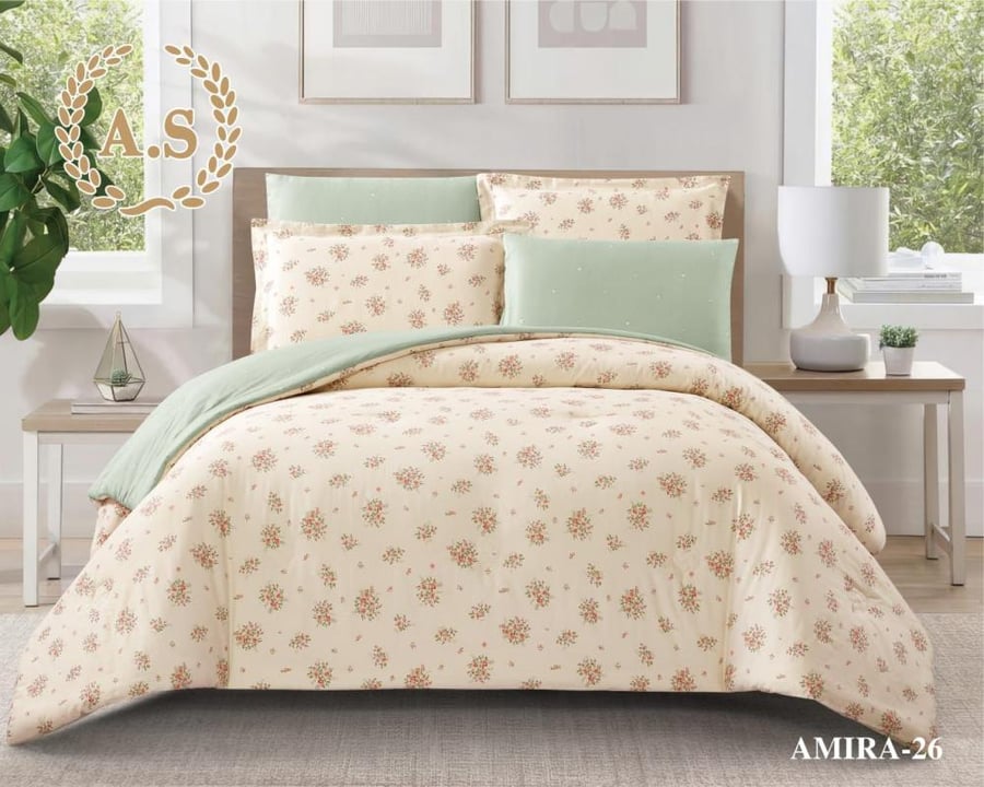 Cotton summer bedspread Queen 4 pieces fixed padding AMIRA-22